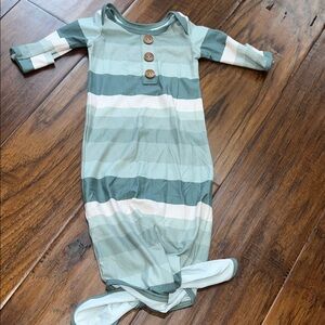 Caden Lane Green and White Striped Baby Gown